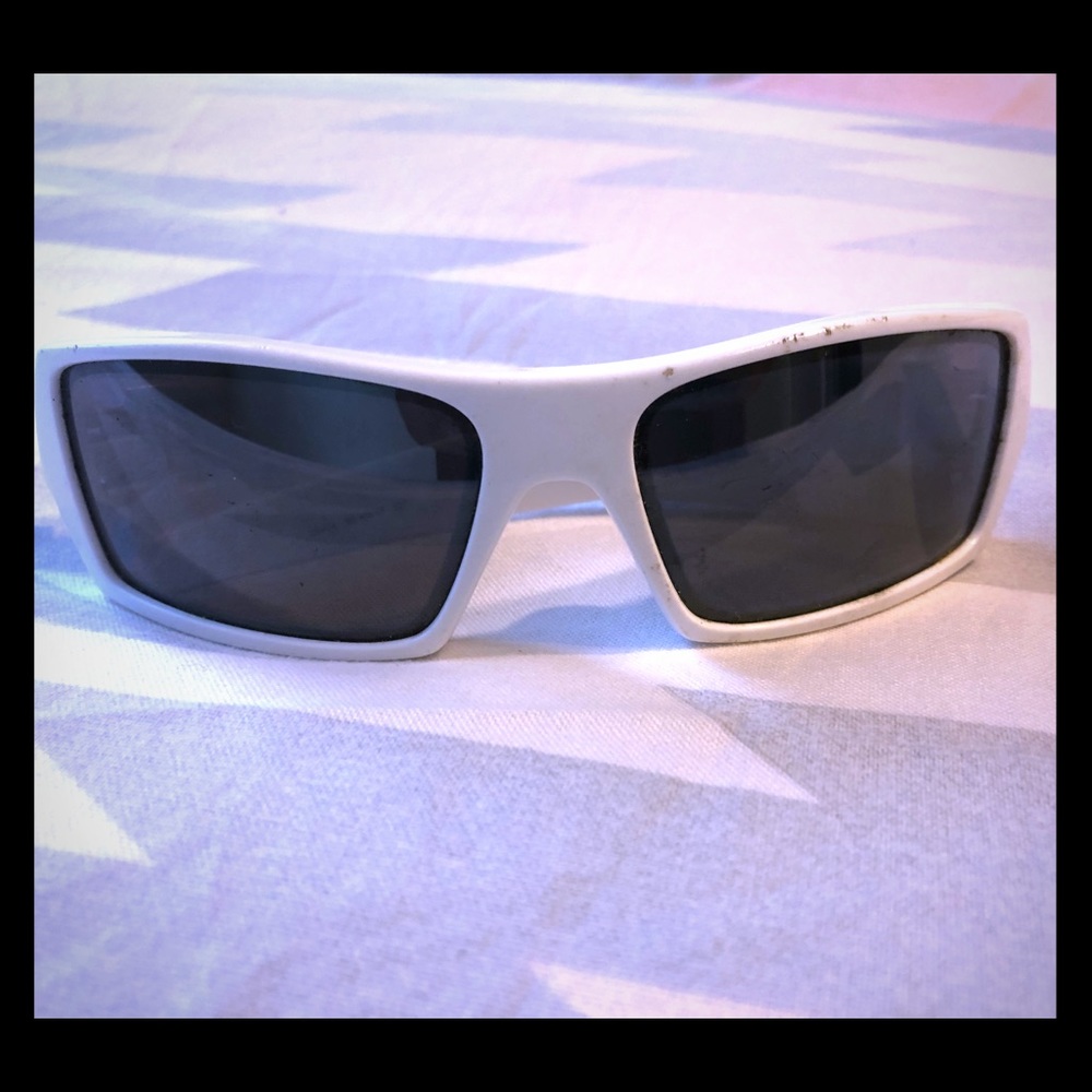 Mens white Oakley Gascan Sunglasses.